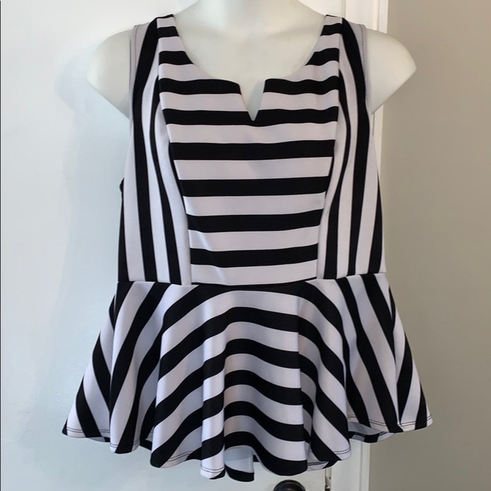Black and white striped Peplum Top by Torrid